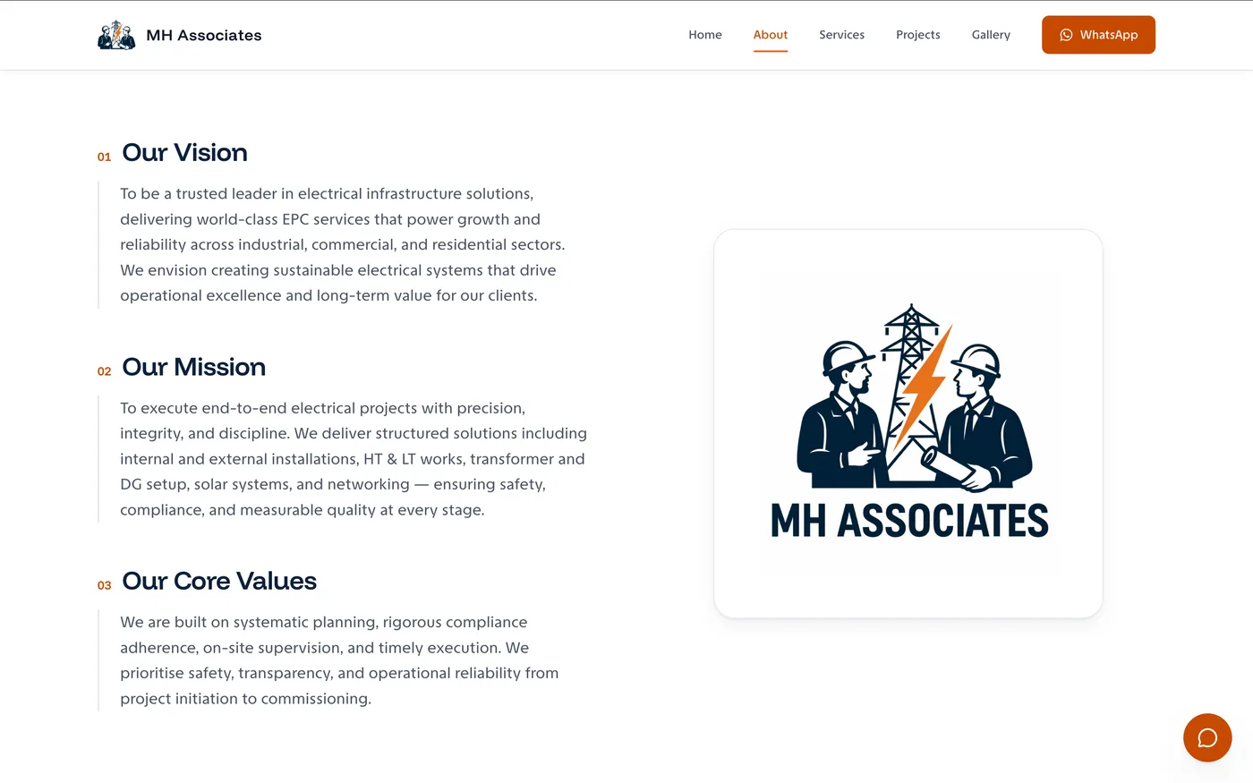 About — vision, mission, and core values
